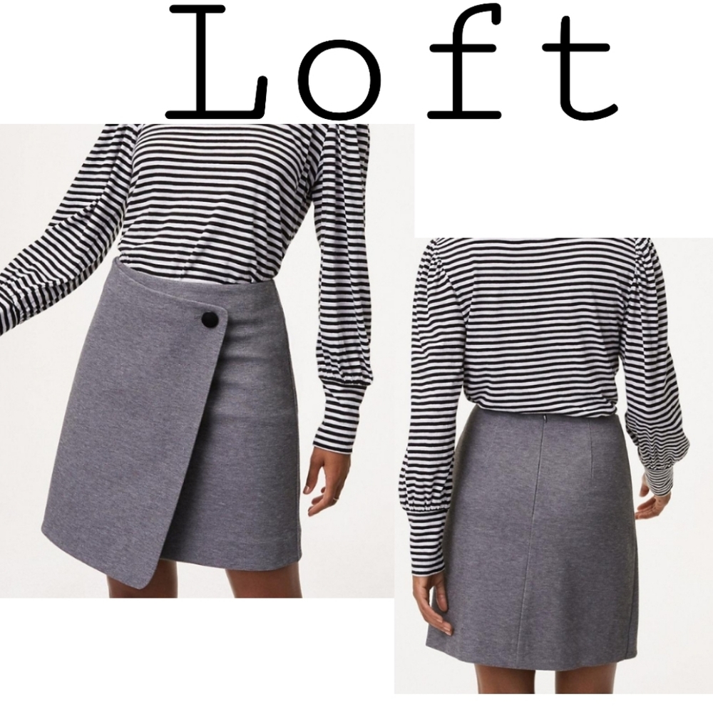 Loft gray button wrap skirt.  Sz 6